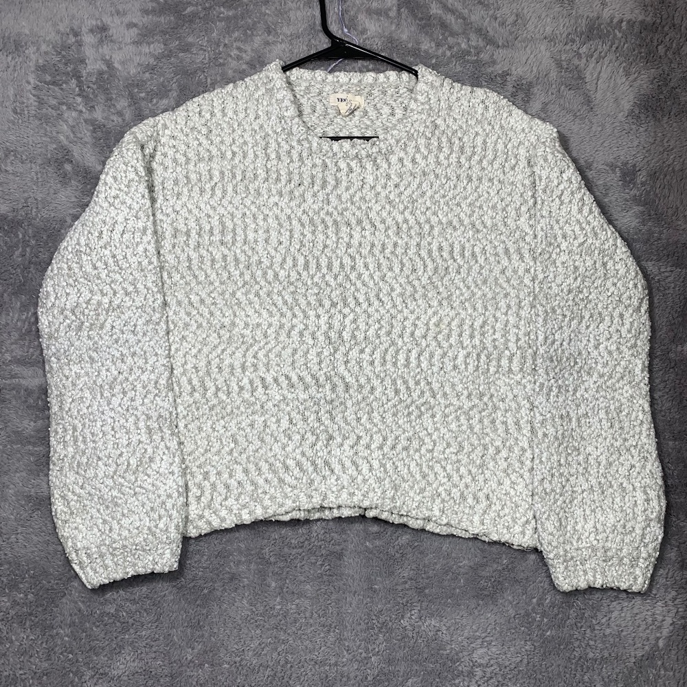 Yes/Lola Women's Textured Knit Sweater Size Small Gray Long‎ Sleeve Pullover